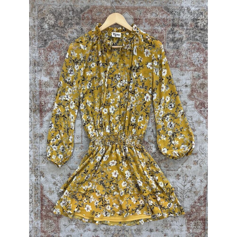 Show Me Your Mumu Channing Flirtin Floral Mini Dress Size XS Yellow - Picture 2 of 9